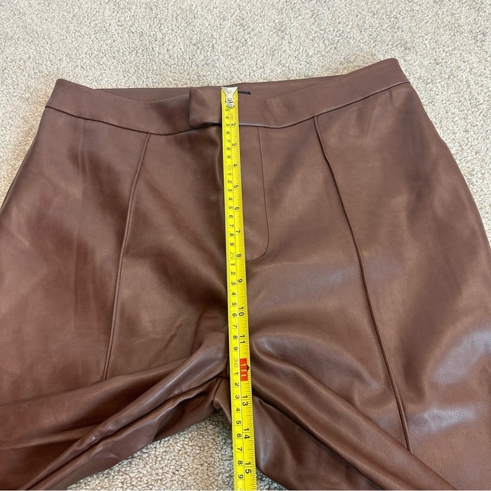 7 for all mankind brown faux leather wide leg bell bottom pants Sz L NWT - Picture 9 of 13